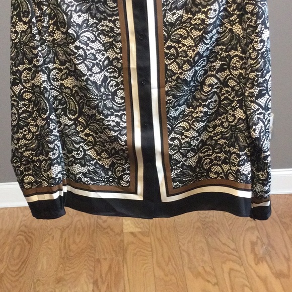 NWOT 8 Talbots black lace look button down blouse - Picture 7 of 15